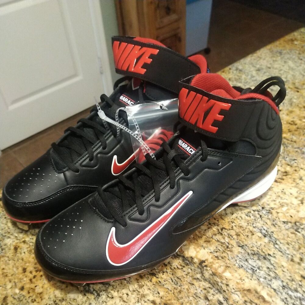 NEW Nike Huarache Strike Steel Baseball Cleats Black & Red 615965 061 Size 13